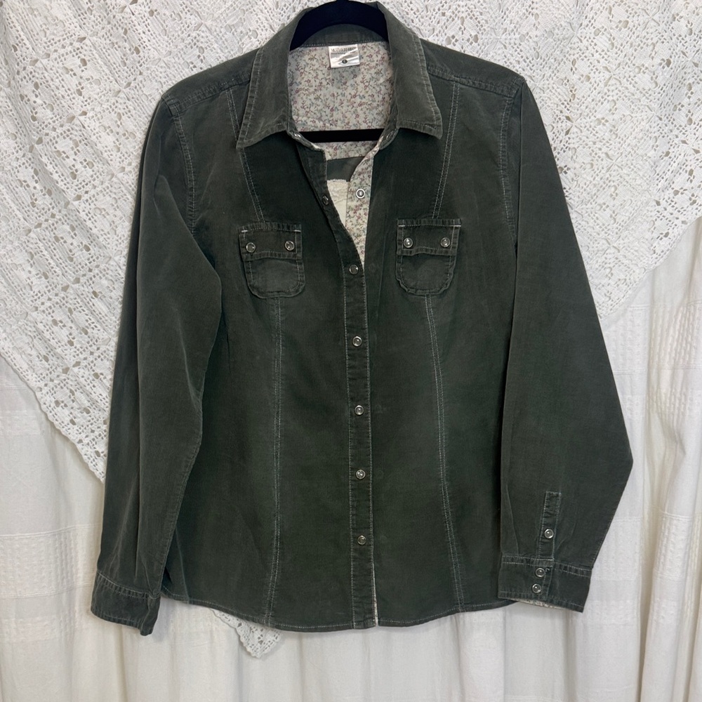 Motherhood Olive Corduroy Nursing Shirt